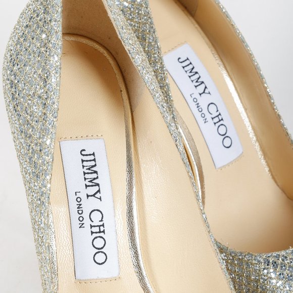 *SOLD* Jimmy Choo Silver Glitter Snakeprint Pumps - Picture 10 of 10